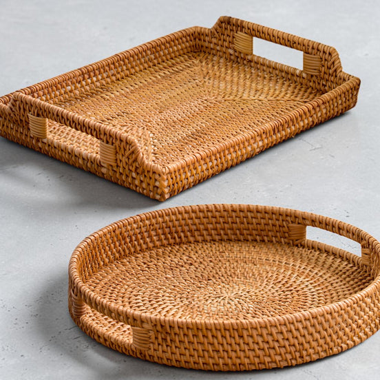 Rattan Serving Tray Duo