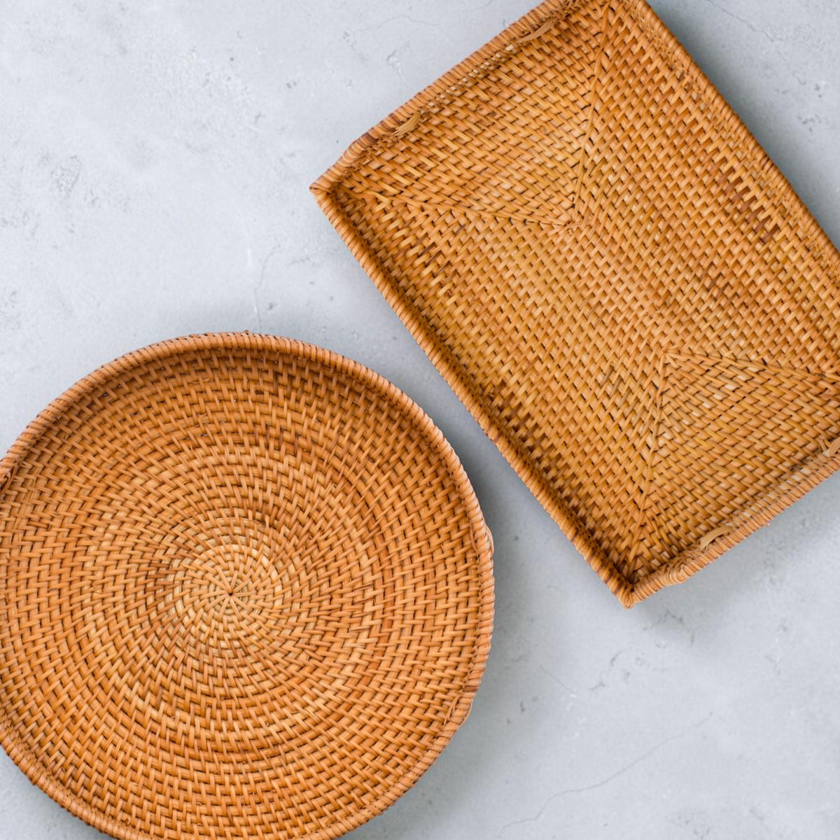 Rattan Serving Tray Duo