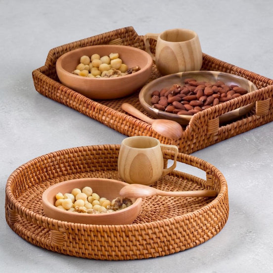 Rattan Serving Tray Duo