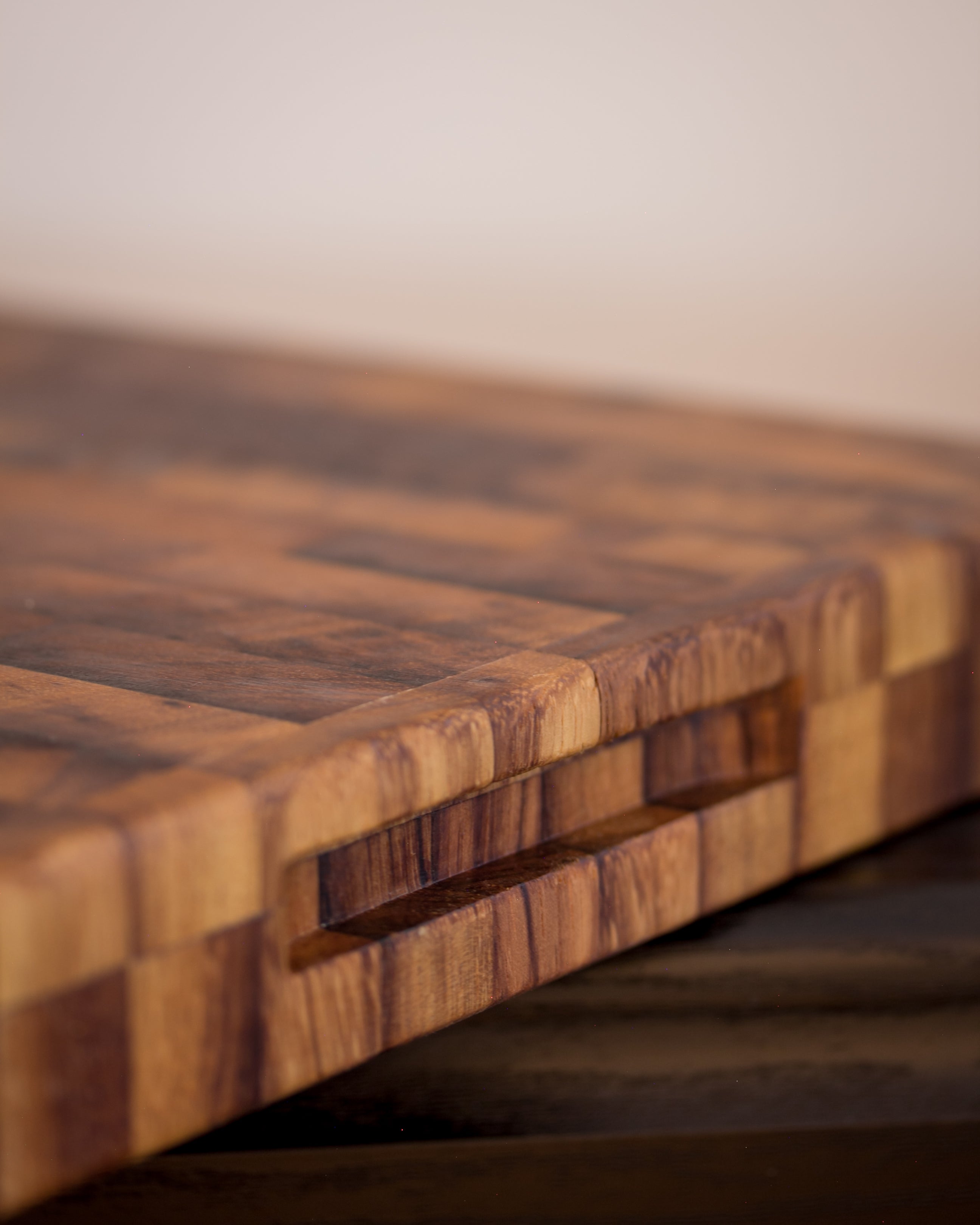 Teak End-Grain Butcher Block - Beeswax Finish (42x30cm)